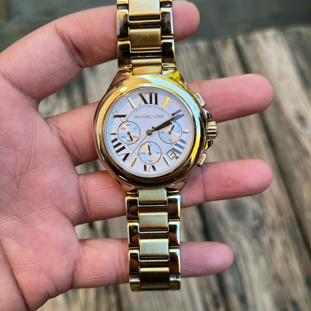 Michael Kors Women's Camille Chronograph Gold-Tone  Watch 43mm - Picture 7 of 10